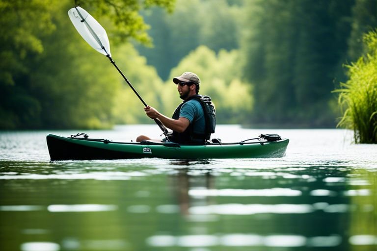 Green Kayak on a clean lake